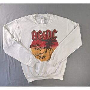 Junk Food Tees AC/DC Long Sleeve White Sweatshirt Womens XS Has Some Wear